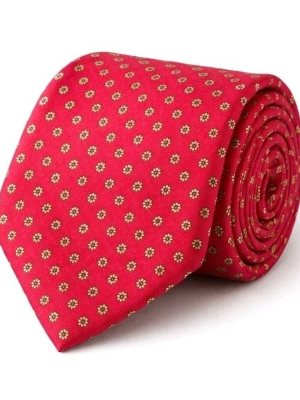 Daniel Hechter Paris Silk Tie Red Floral Medallion Made in Italy Classic Luxury